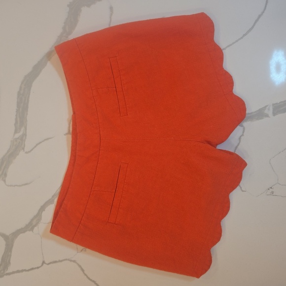 Cynthia Rowley Linen Cotton Scalloped Shorts Orange Womens Size 4 - Picture 4 of 6